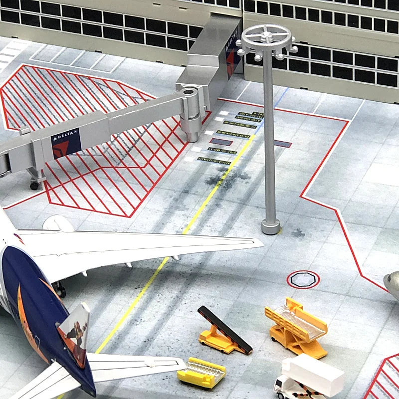 1/400 Scale Airport Ground Support Vehicle Set – Covered Bridge, Command Tower & Aircraft Simulation Accessories for Passenger Airplane Models